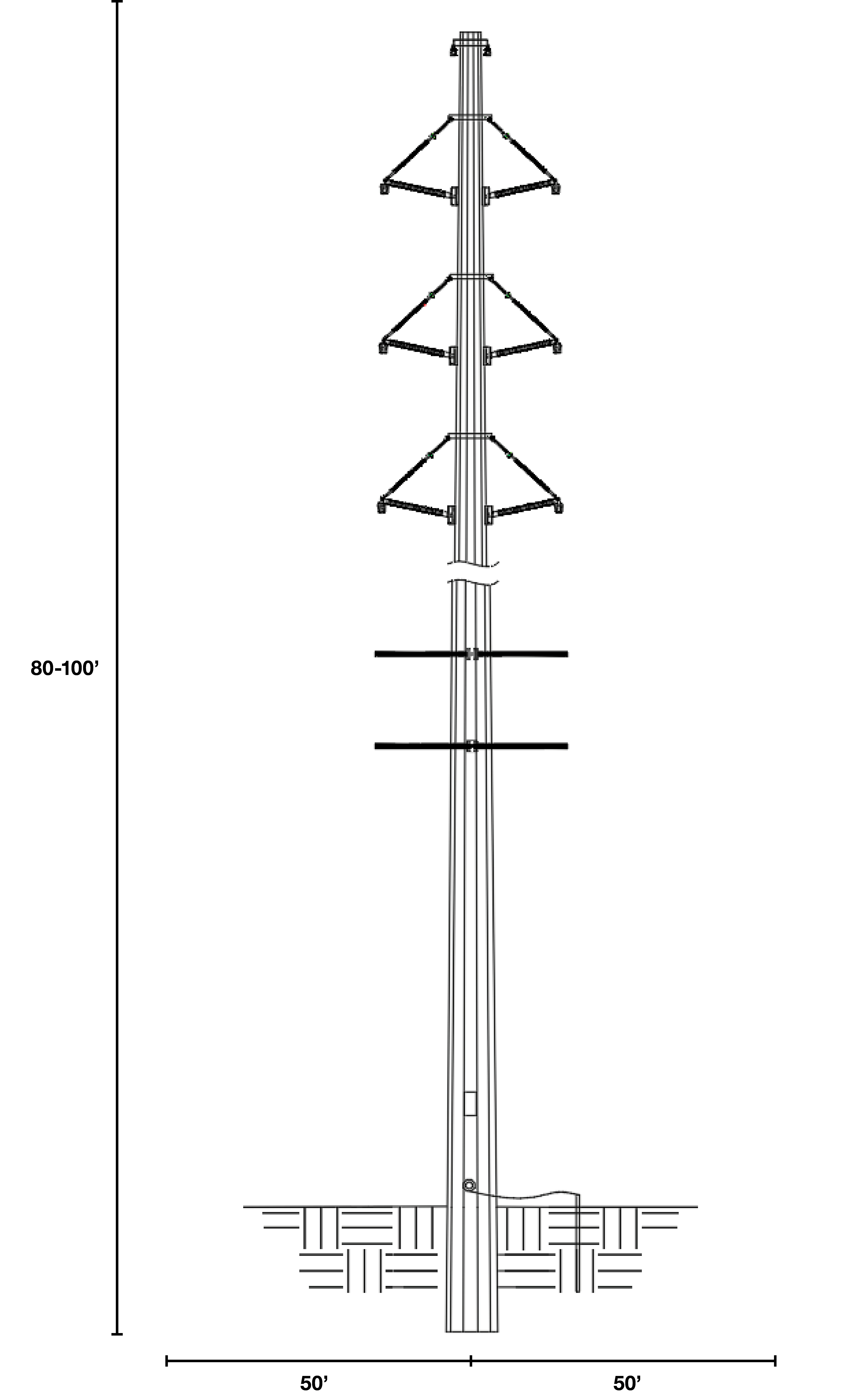 Double Circuit 115 kV Tangent Steel Monopole